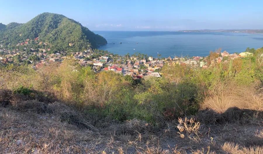 Panoramic hillside view across La Manzanilla on a morning walk.